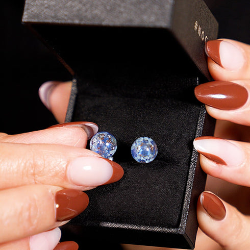 Indigo | .925 Sterling Silver | Firefly Glass Stud Earrings